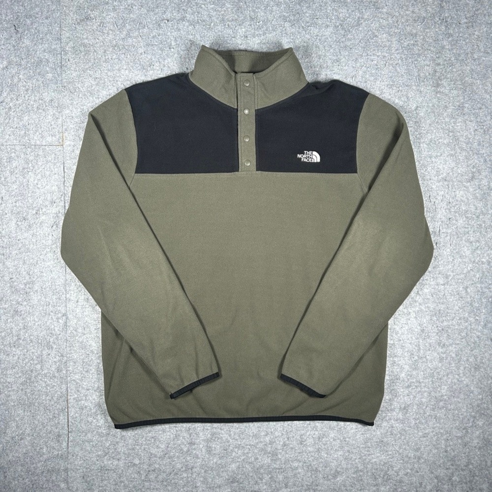 The North Face Fleece Pullover Men XL Green TKA Glacier Snap Neck Hiking Outdoor